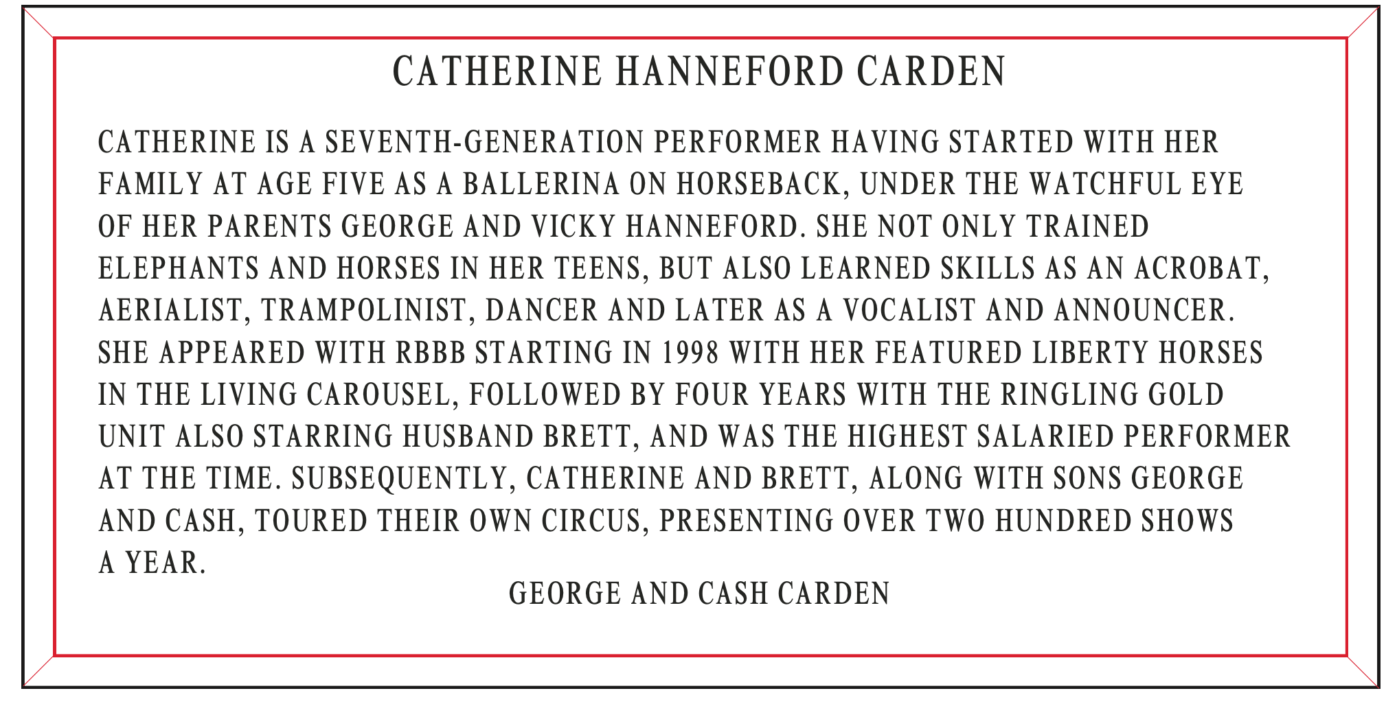Catherine Hanneford-Carden Circus Ring Of Fame Foundation inductee